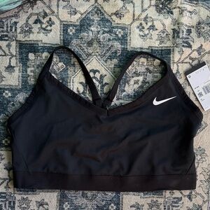 Nike Women's Black Sports Bra with White Logo 2X training